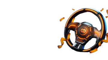 Изображение высокотехнологичного руля, представляющее пятничный бонус в Казино Unlim с динамичной гоночной темой.